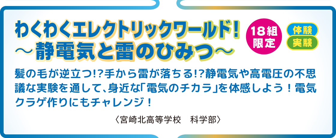 わくわくエレクトリックワールド！～静電気と雷のひみつ～ 18組限定